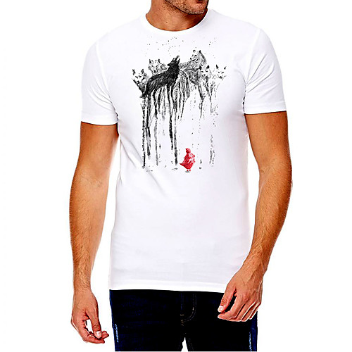 

Men's Unisex Tee T shirt Hot Stamping Graphic Prints Wolf Animal Plus Size Print Short Sleeve Casual Tops Cotton Basic Fashion Designer Big and Tall White