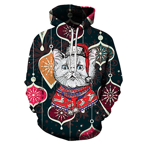 

Men's Unisex Plus Size Pullover Hoodie Sweatshirt Cat Graphic Prints Print Hooded Casual Daily Holiday 3D Print Basic Designer Hoodies Sweatshirts Long Sleeve Blue Yellow Green