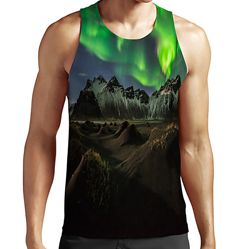 

Men's Unisex Tank Top Undershirt 3D Print Scenery Graphic Prints Plus Size Print Sleeveless Casual Tops Basic Fashion Designer Breathable Green
