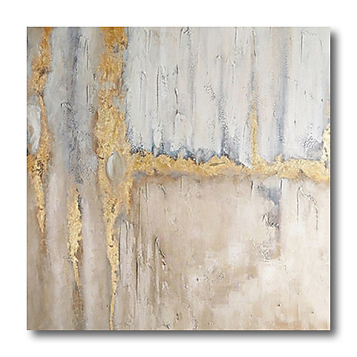 

Oil Painting Handmade Hand Painted Wall Art Abstract Golden Light Blue Beige Home Decoration Dcor Stretched Frame Ready to Hang