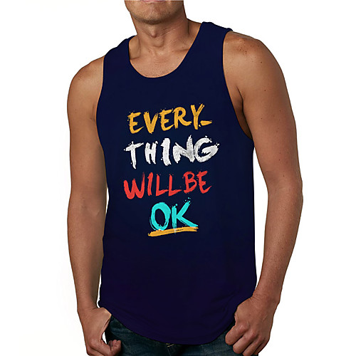 

Men's Tank Top Undershirt Hot Stamping Graphic Prints Letter Print Sleeveless Daily Tops Casual Designer Big and Tall Black