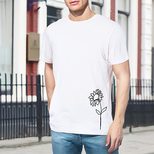 

Men's Unisex T shirt Hot Stamping Floral Graphic Prints Sunflower Plus Size Print Short Sleeve Daily Tops 100% Cotton Basic Casual White Black Blushing Pink