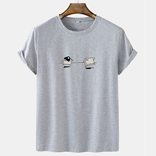 

Men's Unisex Tee T shirt Hot Stamping Cartoon Graphic Prints Short Sleeve Casual Tops 100% Cotton Basic Fashion Designer Comfortable White Black Gray