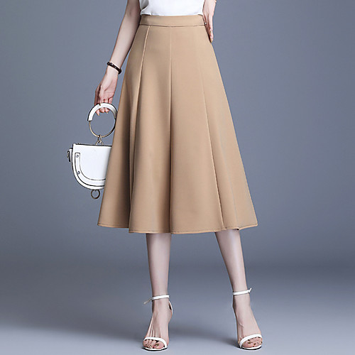 

Women's Going out Weekend Elegant Streetwear Skirts Solid Colored Black Khaki Dusty Blue