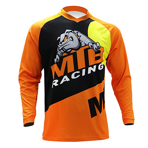 

21Grams Men's Long Sleeve Cycling Jersey Downhill Jersey Dirt Bike Jersey Summer Spandex Polyester Black / Orange Novelty Cow Animal Bike Jersey Top Mountain Bike MTB Road Bike Cycling UV Resistant