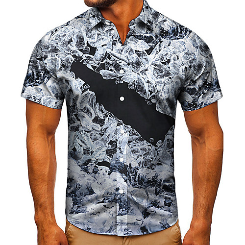 

Men's Shirt 3D Print Graphic Prints Wine bottle Button-Down Short Sleeve Street Tops Casual Fashion Classic Breathable Gray