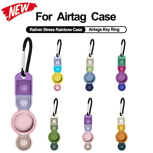 

Fidget Toys Silicone Case For Apple AirTags Rainbow Push Pop Bubble Protecive Silicone Case For Apple Locator Tracker Anti-lost Device Keychain Protective Sleeve