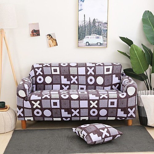 

Cartoon Grid Print Dustproof All-powerful Slipcovers Stretch Sofa Cover Super Soft Fabric Couch Cover with One Free Boster Case(Chair/Love Seat/3 Seats/4 Seats)