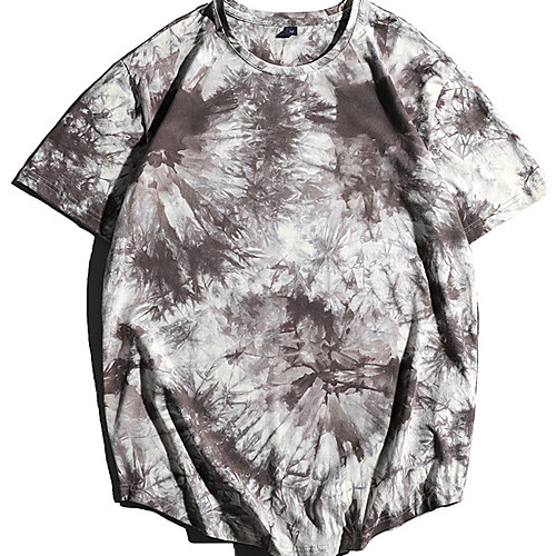 

Men's Unisex Tee T shirt Hot Stamping Tie Dye Graphic Prints Plus Size Short Sleeve Casual Tops 100% Cotton Basic Vintage Designer Big and Tall Dark Gray Gray