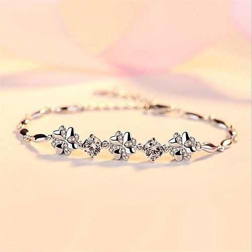 

Women's Chain Bracelet Tennis Bracelet Bracelet Classic Fashion Fashion Trendy Casual / Sporty Korean Cute Copper Bracelet Jewelry Blue / White For Sport Gift Date Birthday Festival / Silver Plated