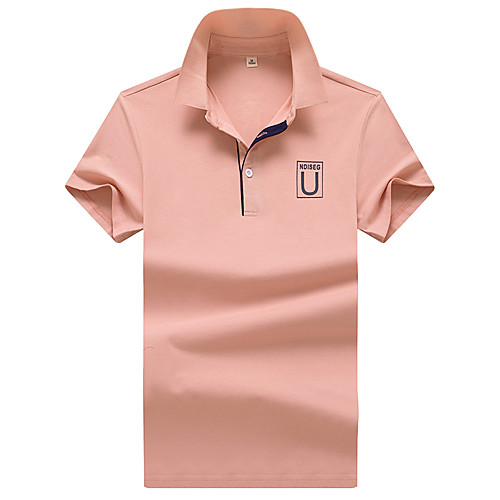 

Men's Golf Shirt Tennis Shirt Letter Short Sleeve Daily Slim Tops Blue Blushing Pink Gray