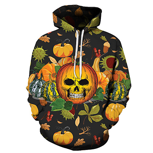 

Men's Unisex Plus Size Pullover Hoodie Sweatshirt Halloween Graphic Prints Pumpkin Print Hooded Casual Daily Holiday 3D Print Basic Designer Hoodies Sweatshirts Long Sleeve Blue Purple Yellow