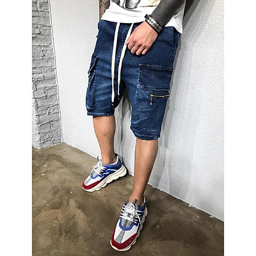 

Men's Fashion Shorts Jeans Pants Solid Colored Blue Black