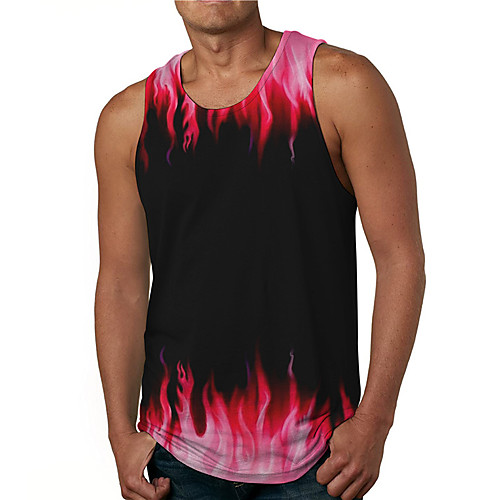 

Men's Tank Top Undershirt 3D Print Graphic Prints Flame Print Sleeveless Daily Tops Casual Designer Big and Tall Red