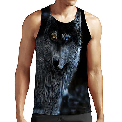 

Men's Unisex Tank Top Undershirt Shirt 3D Print Graphic Prints Wolf Plus Size Print Sleeveless Casual Tops Basic Designer Big and Tall Round Neck Black / Summer