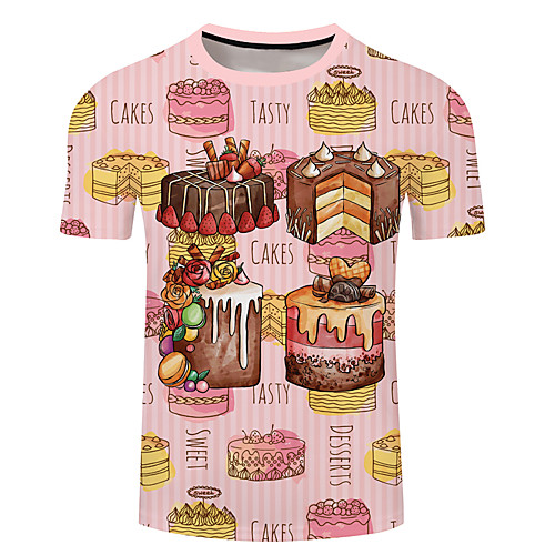 

Men's Unisex Tee T shirt 3D Print Floral Graphic Prints Fruit Plus Size 3D Print Short Sleeve Casual Tops Basic Designer Big and Tall Blushing Pink