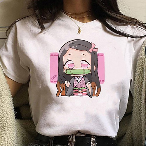 

Inspired by Demon Slayer Cosplay Anime Cartoon Polyester / Cotton Blend Print Harajuku Graphic Kawaii T-shirt For Women's / Men's