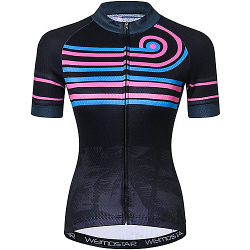 

21Grams Women's Short Sleeve Cycling Jersey Summer Spandex Polyester Dark Blue Stripes Bike Jersey Top Mountain Bike MTB Road Bike Cycling Quick Dry Moisture Wicking Breathable Sports Clothing Apparel