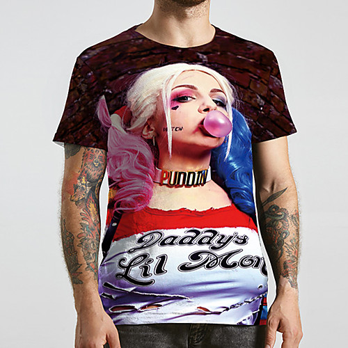 

Men's Unisex Tee T shirt 3D Print Graphic Prints Human Plus Size Print Short Sleeve Casual Tops Basic Designer Big and Tall Brown