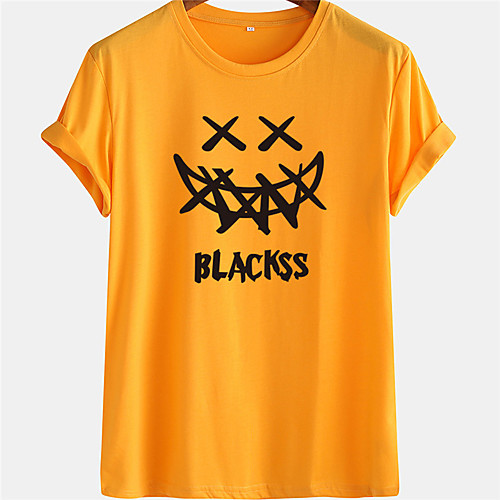 

Men's Unisex Tee T shirt Hot Stamping Graphic Prints Emoji Face Plus Size Short Sleeve Casual Tops 100% Cotton Basic Designer Big and Tall White Blue Yellow