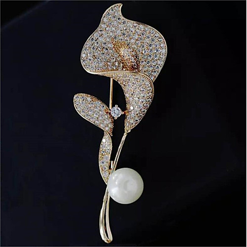 

Women's Cubic Zirconia Brooches Geometrical Fashion Stylish Brooch Jewelry Gold White For Dailywear