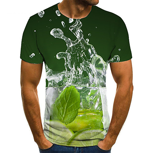 

Men's Unisex Tee T shirt 3D Print Graphic Prints Drink Plus Size Print Short Sleeve Casual Tops Basic Fashion Designer Big and Tall Green