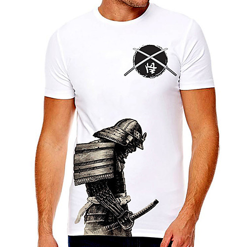 

Men's Unisex Tee T shirt Hot Stamping Graphic Prints Soldier Plus Size Print Short Sleeve Casual Tops Cotton Basic Fashion Designer Big and Tall White