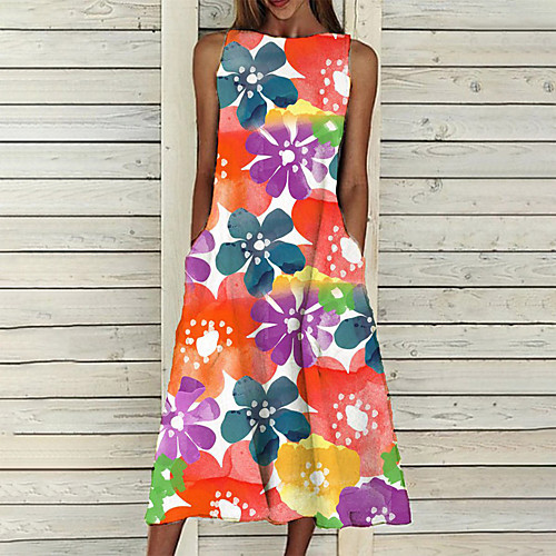 

Women's Shift Dress Maxi long Dress color Sleeveless Solid Color Summer Casual / Daily 2021 S M L XL XXL XXXL