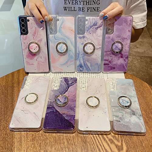 

Luxury Marble Phone Case For Samsung Galaxy S21 Plus S21 Ultra S20 Plus A51 A71 A32 Glitter Shine TPU Back Cover with Ring Holder For Samsung Galaxy Note 20 Ultra Note 10