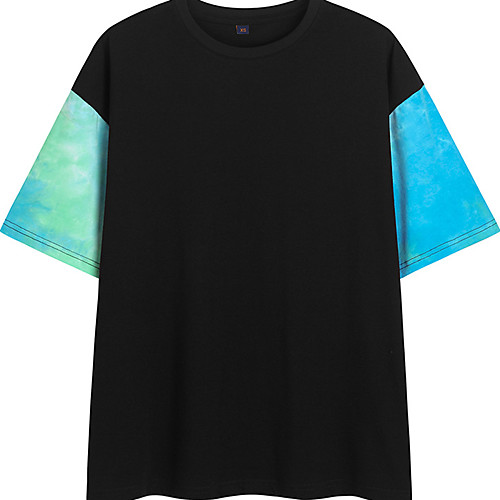 

Men's Unisex Tee T shirt Hot Stamping Patchwork Graphic Prints Plus Size Short Sleeve Casual Tops 100% Cotton Basic Vintage Designer Big and Tall Black