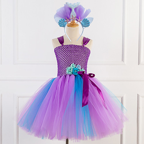 

Princess Flapper Dress Dress Party Costume Girls' Movie Cosplay Cosplay Costume Party Purple Blue Dress Children's Day Masquerade Polyester Organza