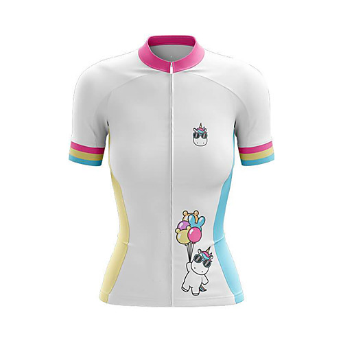 

21Grams Women's Short Sleeve Cycling Jersey Summer Spandex Polyester White Rainbow Cartoon Unicorn Bike Jersey Top Mountain Bike MTB Road Bike Cycling Quick Dry Moisture Wicking Breathable Sports