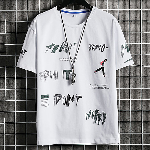 

Men's Unisex Tee T shirt Hot Stamping Graphic Prints Human Letter Plus Size Print Short Sleeve Casual Tops Cotton Basic Fashion Designer Big and Tall White Black Light gray
