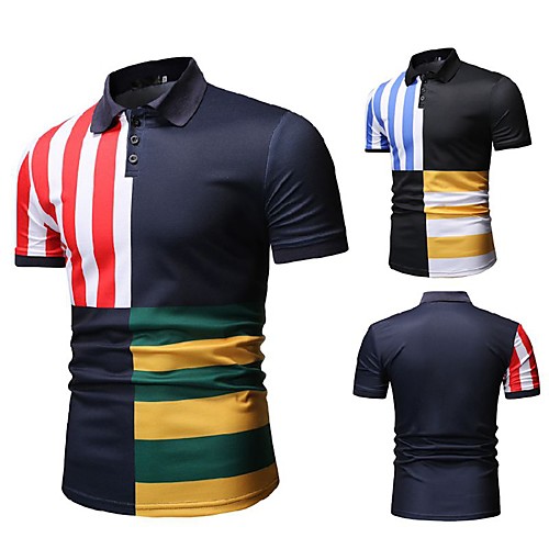 

Men's Golf Shirt Tennis Shirt Other Prints Color Block Short Sleeve Casual Tops Casual Blue Red / Summer