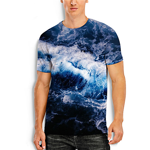 

Men's Tee T shirt 3D Print Graphic Prints Spray Print Short Sleeve Daily Tops Casual Designer Big and Tall Blue