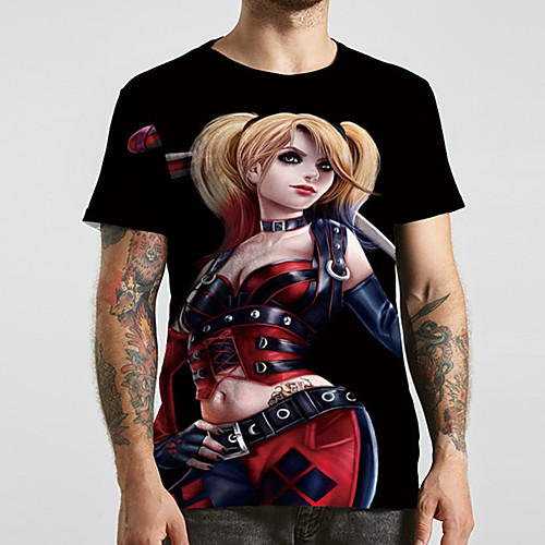 

Men's Unisex Tee T shirt 3D Print Anime Graphic Prints Plus Size Print Short Sleeve Casual Tops Basic Designer Big and Tall Black