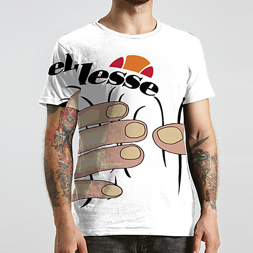 

Men's Unisex Tee T shirt 3D Print Graphic Prints Hand Plus Size Print Short Sleeve Casual Tops Basic Designer Big and Tall White