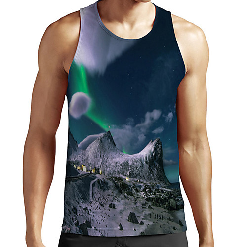 

Men's Unisex Tank Top Undershirt 3D Print Scenery Graphic Prints Plus Size Print Sleeveless Casual Tops Basic Fashion Designer Breathable Gray