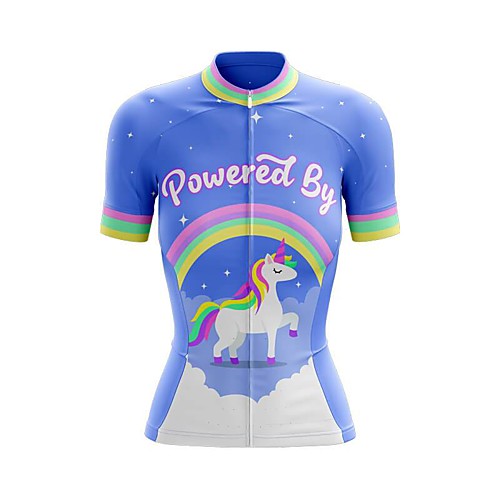 

21Grams Women's Short Sleeve Cycling Jersey Summer Spandex Polyester Blue Rainbow Unicorn Bike Jersey Top Mountain Bike MTB Road Bike Cycling Quick Dry Moisture Wicking Breathable Sports Clothing
