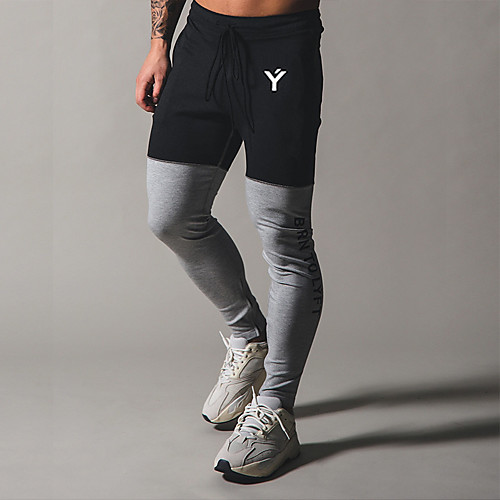 

Men's Athleisure Sports Outdoor Sports Casual Sports Pants Sweatpants Pants Letter Full Length Print BlackGrey White gray with white letters Black