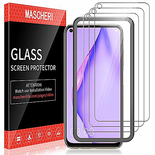 

mascheri [3 pack] protective film for huawei p40 lite armored glass, [equipped with a mounting frame] [9h hardness] screen protective film armored glass film for huawei p40 lite