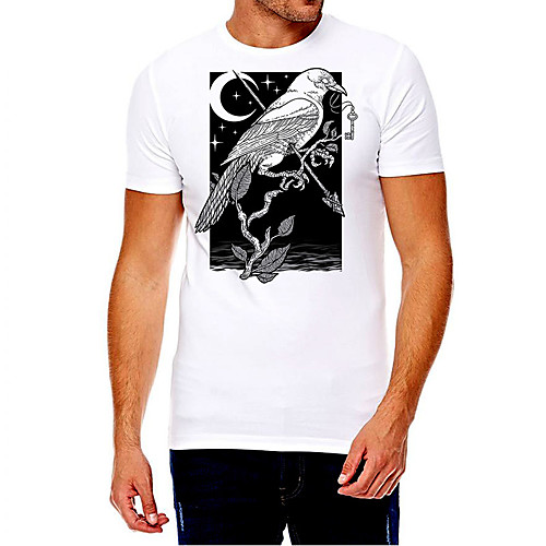 

Men's Unisex Tee T shirt Hot Stamping Graphic Prints Bird Animal Plus Size Print Short Sleeve Casual Tops Cotton Basic Fashion Designer Big and Tall White