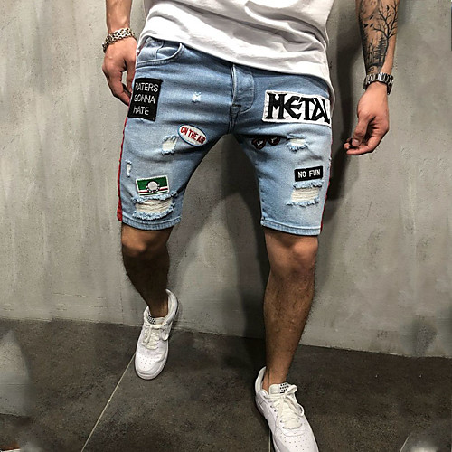 

Men's Stylish Shorts Pants Embroidery Blue