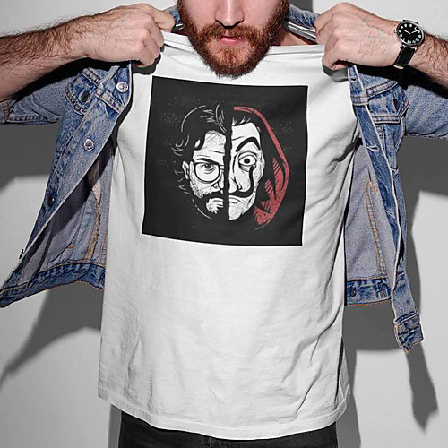 

Men's Unisex Tee T shirt Hot Stamping Graphic Prints Portrait Plus Size Print Short Sleeve Casual Tops Cotton Basic Designer Big and Tall White
