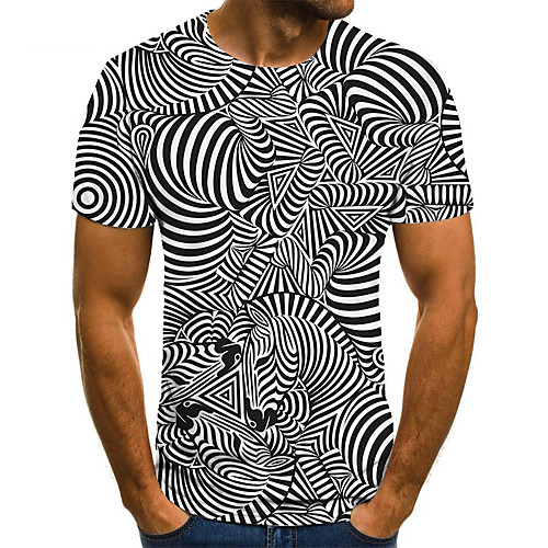 

Men's Unisex Tee T shirt Shirt 3D Print Graphic Prints Zebra Plus Size Print Short Sleeve Casual Tops Basic Fashion Designer Big and Tall Round Neck Black / White
