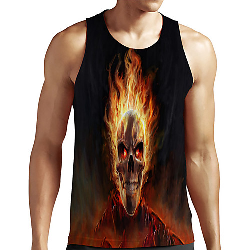 

Men's Unisex Tank Top Undershirt 3D Print Graphic Prints Skull Plus Size Print Sleeveless Casual Tops Basic Designer Big and Tall Red