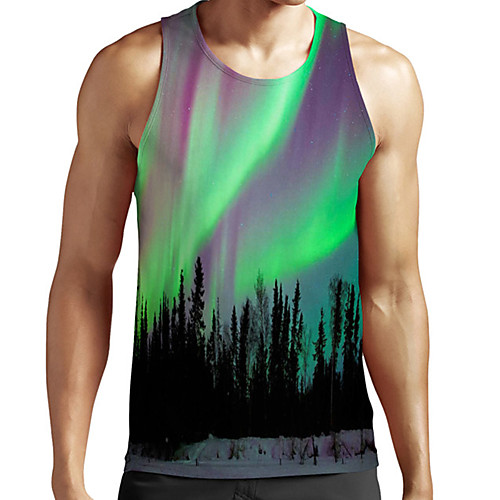 

Men's Unisex Tank Top Undershirt 3D Print Scenery Graphic Prints Plus Size Print Sleeveless Casual Tops Basic Fashion Designer Breathable Purple