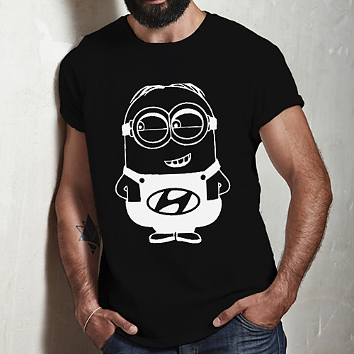 

Men's Unisex Tee T shirt Hot Stamping Cartoon Graphic Prints Plus Size Print Short Sleeve Casual Tops Cotton Basic Fashion Designer Big and Tall Black