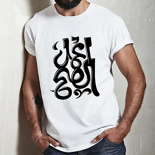 

Men's Unisex Tee T shirt Hot Stamping Symbol Graphic Prints Plus Size Print Short Sleeve Casual Tops Cotton Basic Fashion Designer Big and Tall White