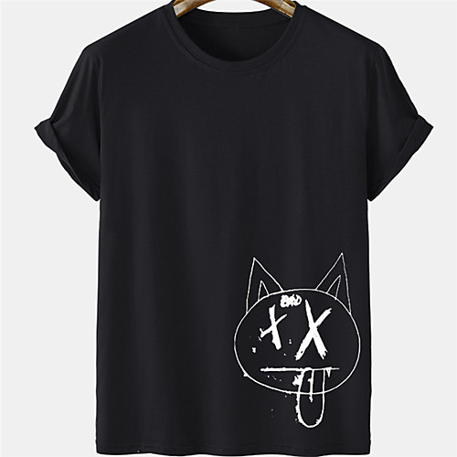 

Men's Unisex Tee T shirt Hot Stamping Graphic Prints Plus Size Short Sleeve Casual Tops 100% Cotton Basic Designer Big and Tall Black